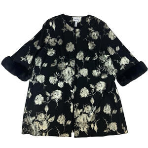 Joseph Ribkoff Faux Fur Trim Jacket Black Gold Size 22 US